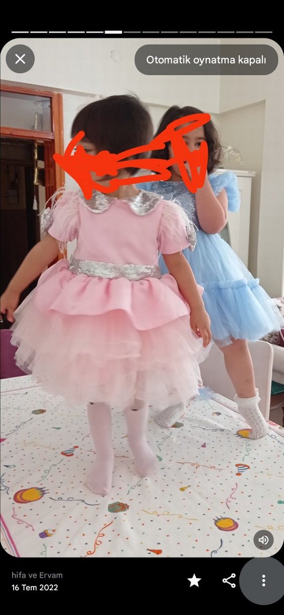 Pembe Fırfırlı Çocuk Abiye Elbise - Görsel 2