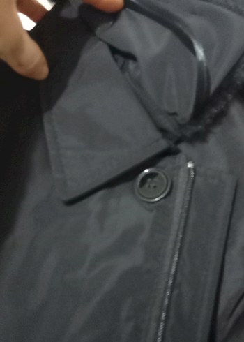 Düğmeli Siyah Midi Erkek Mont - Görsel 8