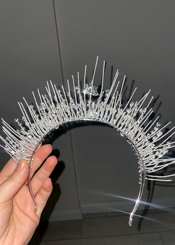 Payetli Beyaz Avant-Garde After Gelin Tacı - Görsel 2