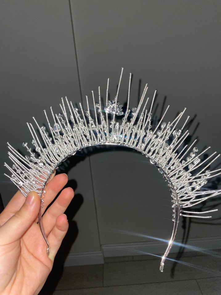 Payetli Beyaz Avant-Garde After Gelin Tacı - Görsel 2