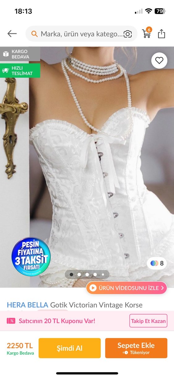 Beyaz Nakışlı Midi korse - Görsel 4