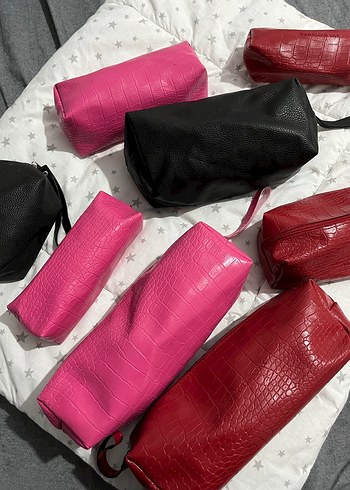 Fermuarlı Deri  Kadın Makyaj Çantası seti - Görsel 4