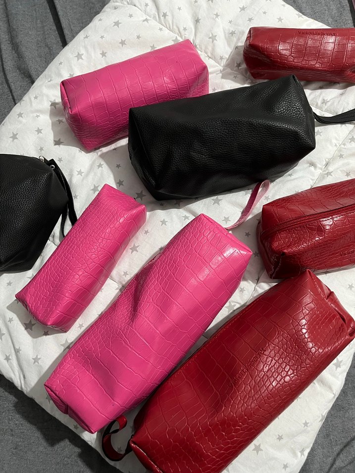 Fermuarlı Deri  Kadın Makyaj Çantası seti - Görsel 4