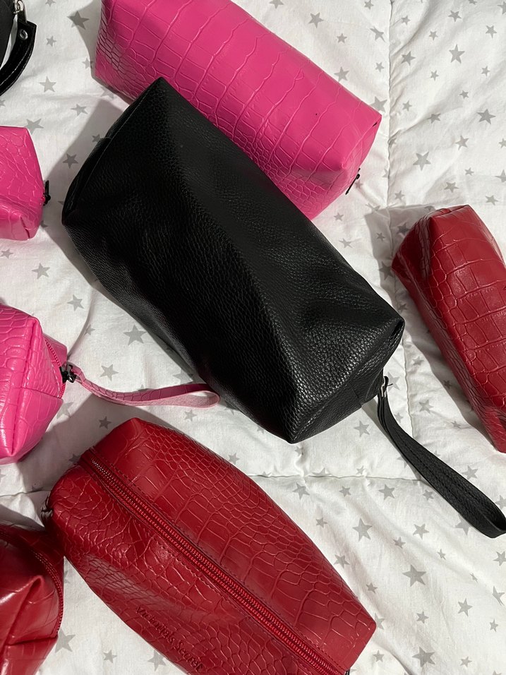 Fermuarlı Deri  Kadın Makyaj Çantası seti - Görsel 3