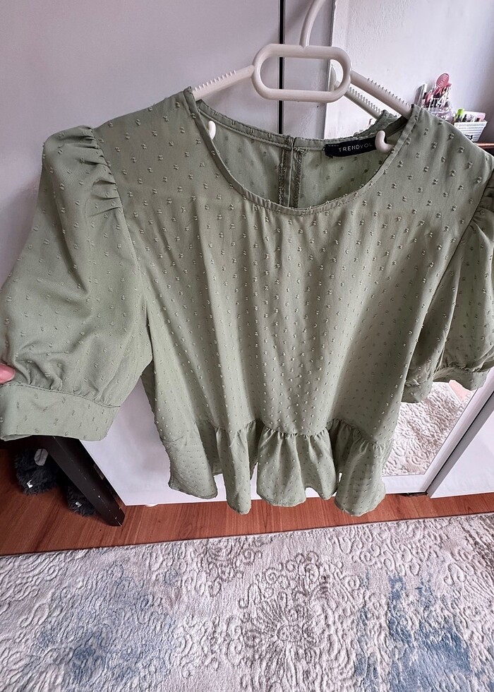 Yeşil ince bluz - Görsel 3