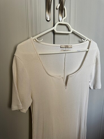 Pull and Bear Beyaz Uzun Elbise