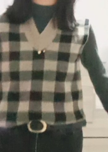 Gri Ekose V Yaka Örme Kadın Süveter - Görsel 3