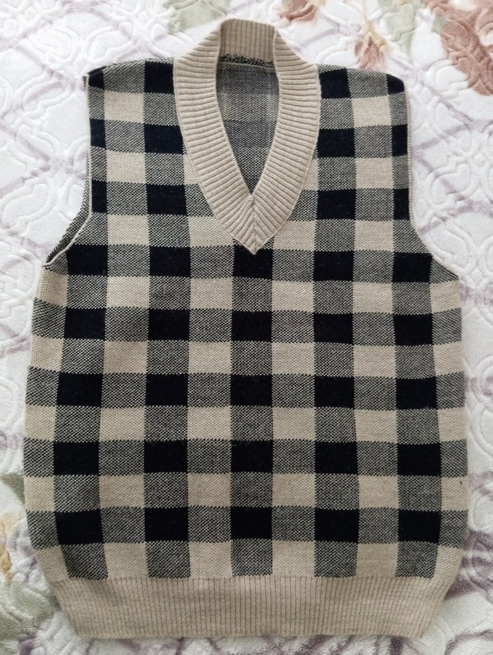 Gri Ekose V Yaka Örme Kadın Süveter - Görsel 2