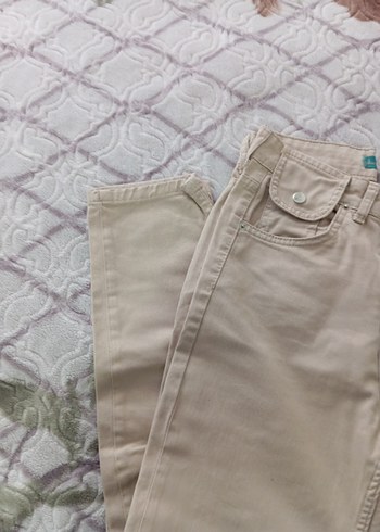 Bej Süet Rahat Kesim Kadın Pantolon - Görsel 3