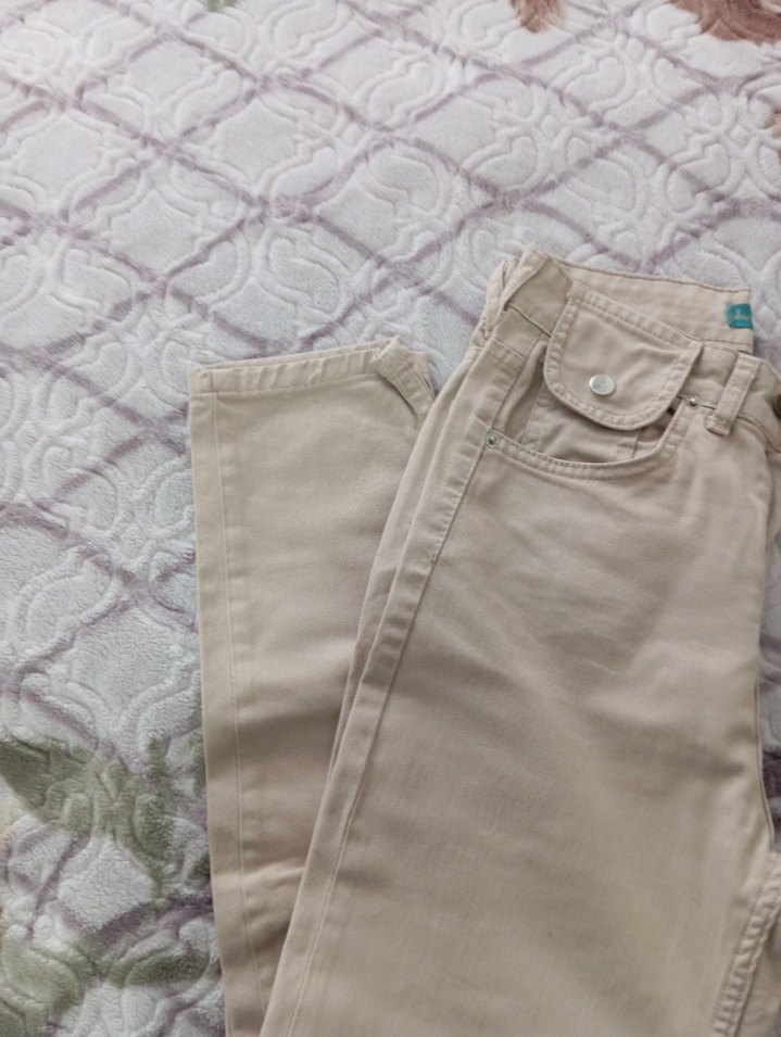 Bej Süet Rahat Kesim Kadın Pantolon - Görsel 3