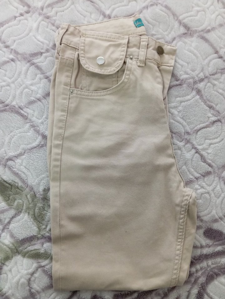 Bej Süet Rahat Kesim Kadın Pantolon - Görsel 2