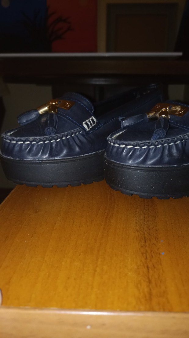 Kız Çocukları İçin Koyu Mavi Deri Tokalı Loafer - Görsel 5