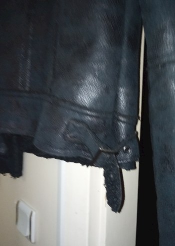 Kadın Siyah Deri Kürklü Biker Ceket - Görsel 6