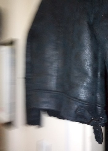 Kadın Siyah Deri Kürklü Biker Ceket - Görsel 8