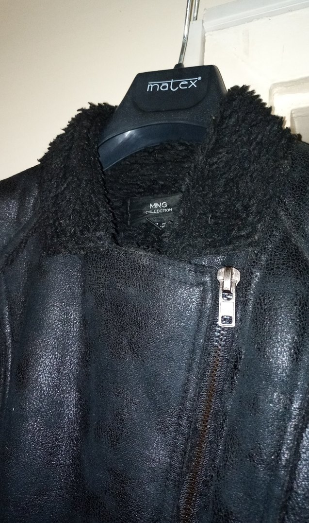 Kadın Siyah Deri Kürklü Biker Ceket - Görsel 4