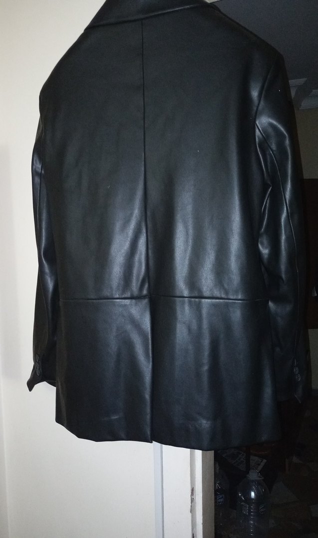 Kadın Siyah Midi Deri Ceket Kemerli - Görsel 2