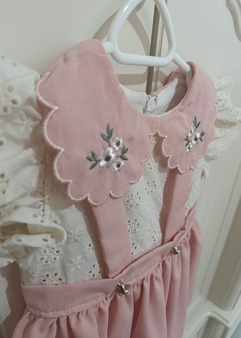Pembe Nakışlı Kız Çocuk Elbisesi - Görsel 2