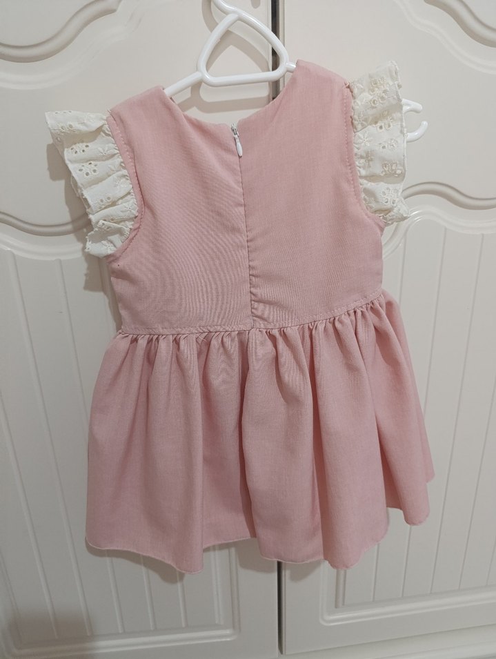 Pembe Nakışlı Kız Çocuk Elbisesi - Görsel 3