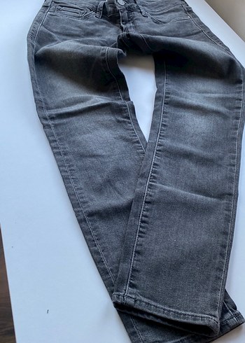 Düğmeli Gri Kadın Denim Pantolon - Görsel 3