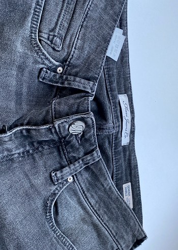 Düğmeli Gri Kadın Denim Pantolon - Görsel 2