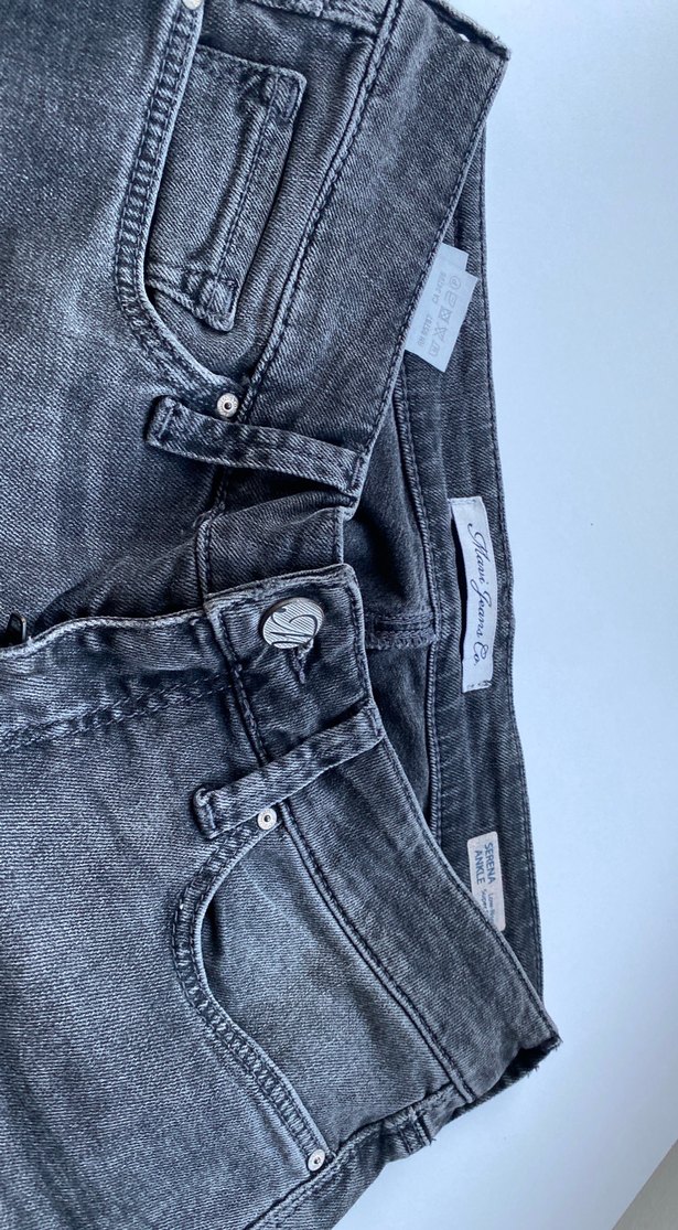 Düğmeli Gri Kadın Denim Pantolon - Görsel 2