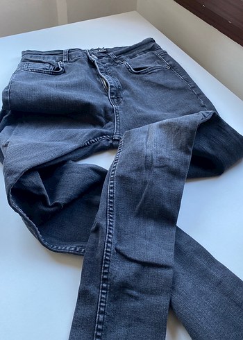 Koyu Gri Fermuarlı Kadın Denim Pantolon - Görsel 3