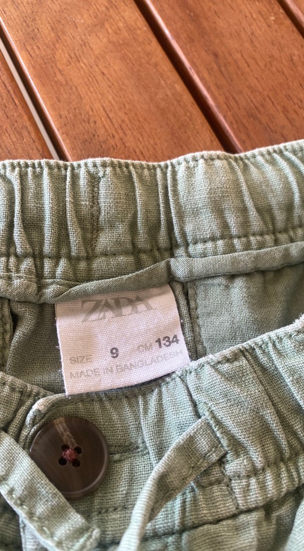 Zara erkek çocuk çağla yeşili 
Bej Keten Midi Şort - Görsel 2