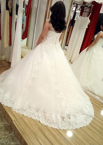 Uzun Beyaz Prenses Gelinlik - Görsel 4