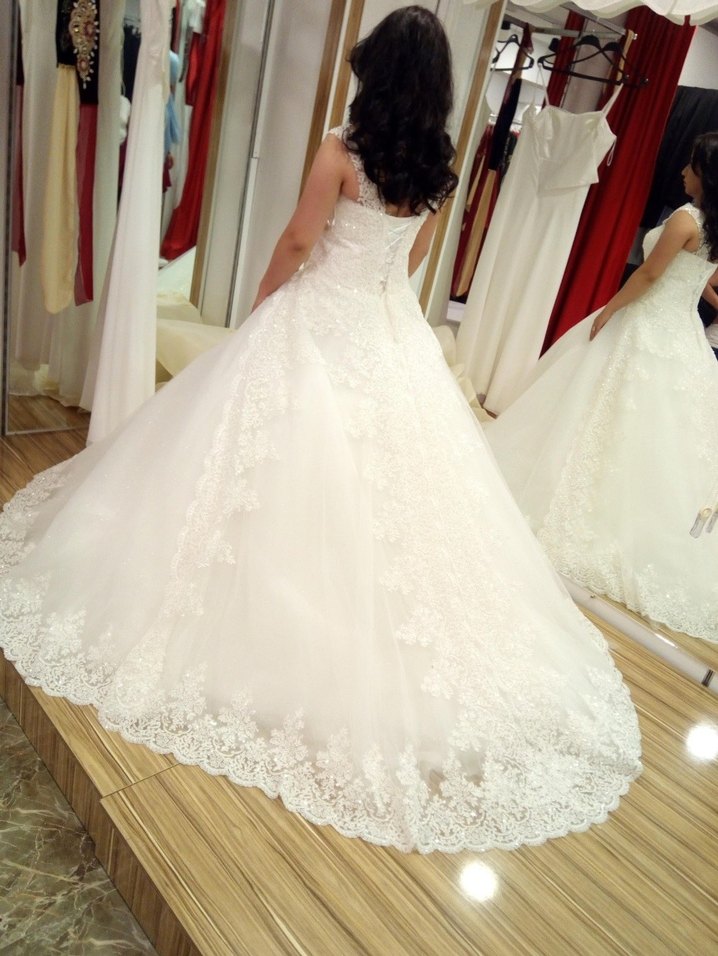 Uzun Beyaz Prenses Gelinlik - Görsel 4