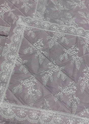 İşlemeli Pastel Mor Yatak Örtüsü - Görsel 4