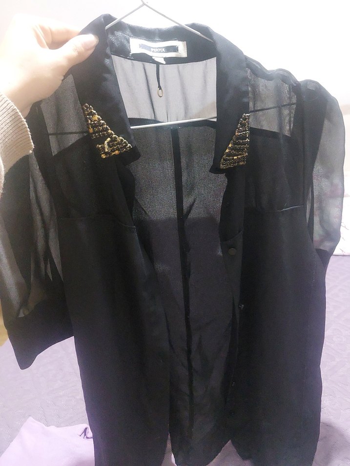 Ipekyol İşlemeli Siyah Kadın Gömlek - Görsel 2