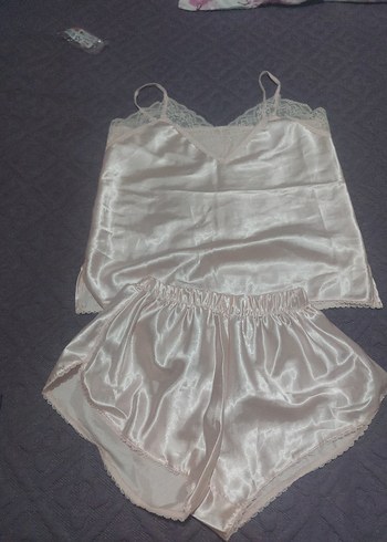 Dantel Detaylı Pembe Mini İp Askılı Kadın Pijama Takımı miorre - Görsel 2