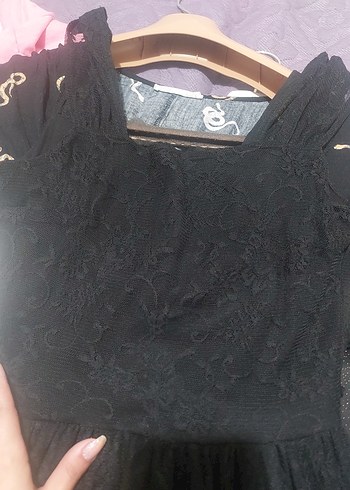 Siyah Dantel İşlemeli Midi Gotik Elbise - Görsel 3