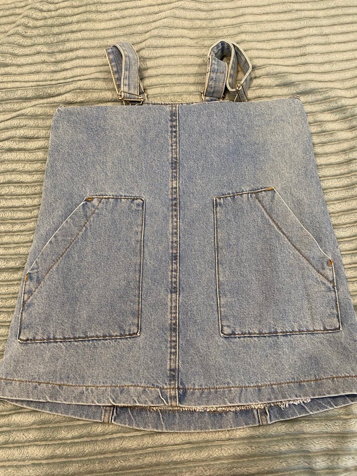 Kızlar için Mavi Kot Askılı etekli tulum - Görsel 3