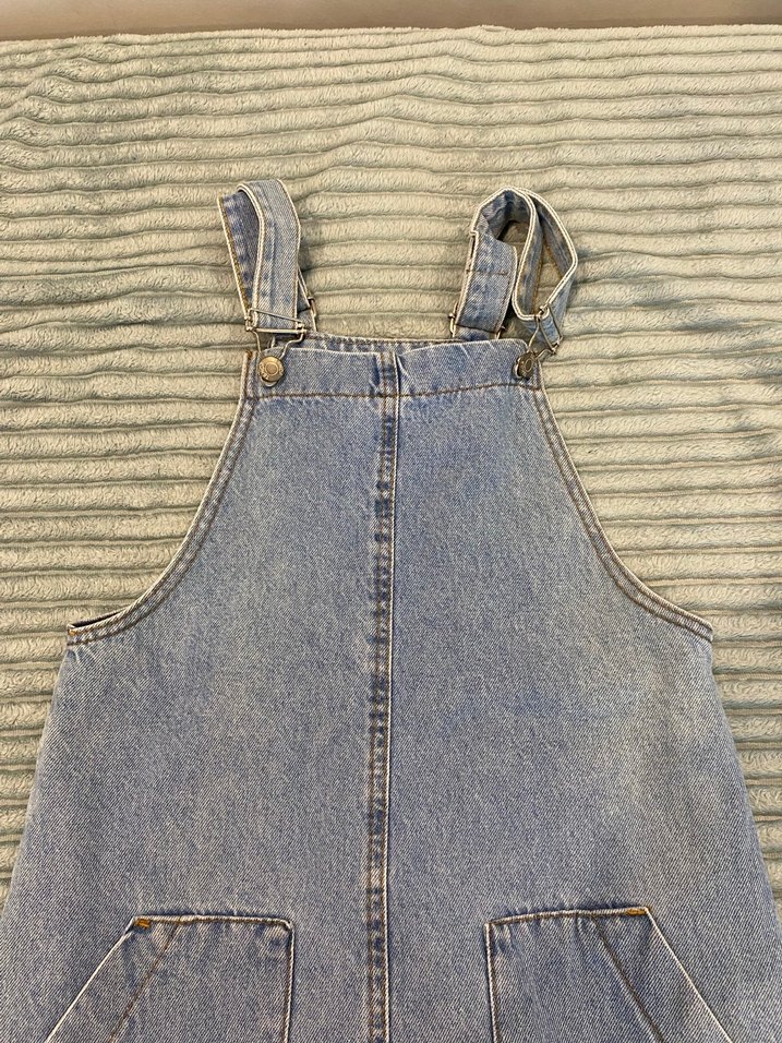 Kızlar için Mavi Kot Askılı etekli tulum - Görsel 4