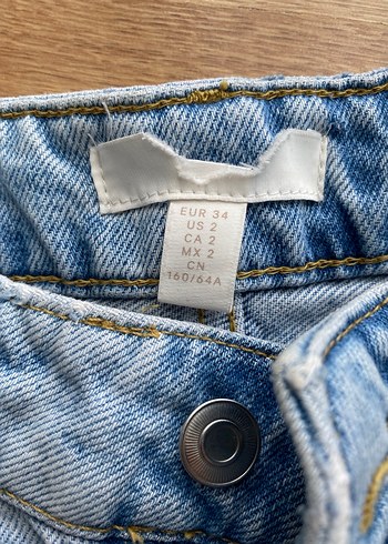 Düğmeli Mavi Kadın Midi Kot Pantolon - Görsel 3