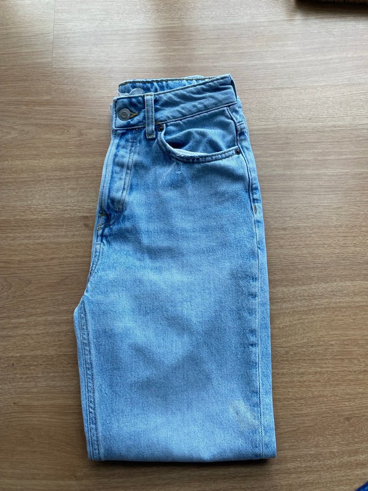 Düğmeli Mavi Kadın Midi Kot Pantolon - Görsel 4