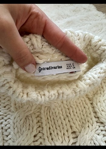 Beyaz Bohem Örgü Kadın Kazak - Görsel 2