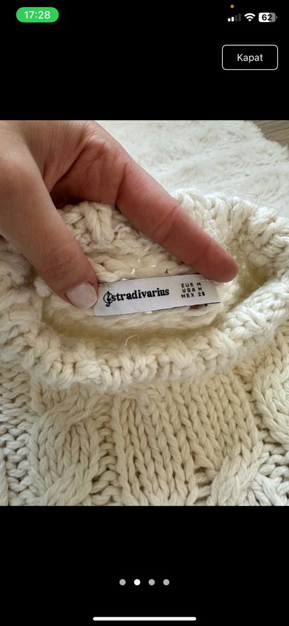 Beyaz Bohem Örgü Kadın Kazak - Görsel 2