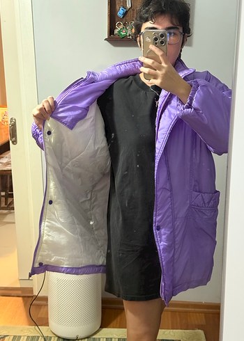 l Beden mor Renk Vintage Mor Oversize Mont