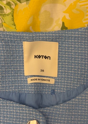 38 Beden Düğmeli Mavi Kadın Crop Yelek