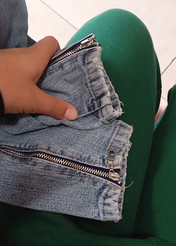 Kadın Mavi Denim Fermuarlı Ceket - Görsel 3