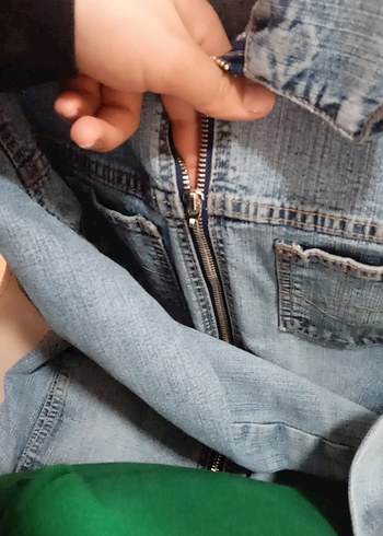 Kadın Mavi Denim Fermuarlı Ceket - Görsel 4