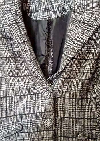 Düğmeli Gri Uzun Kadın Ceket - Görsel 2