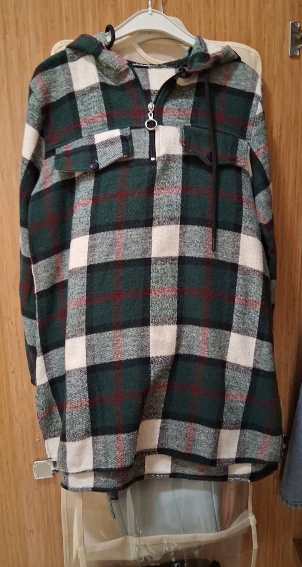 Kadın Ekose Desenli Kapüşonlu Uzun Kollu Gömlek - Görsel 2