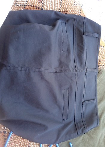 Keten Kumaş Kemerli haki siyah Kadın Pantolon - Görsel 6