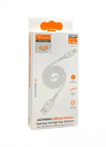 Lucatech lightning 3.4A şarj kablosu 