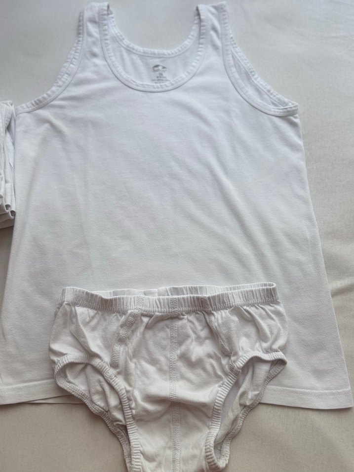 Beyaz Erkek Çocuk Atlet-Kilot takım 6 takım - Görsel 3