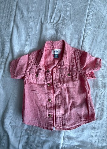 Erkek Çocuk Pembe Keten Kısa Kollu Gömlek