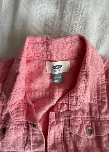12-18 Ay Beden Erkek Çocuk Pembe Keten Kısa Kollu Gömlek